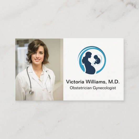 笑顔の医師 |産婦人科医のロゴ 名刺 (正面)