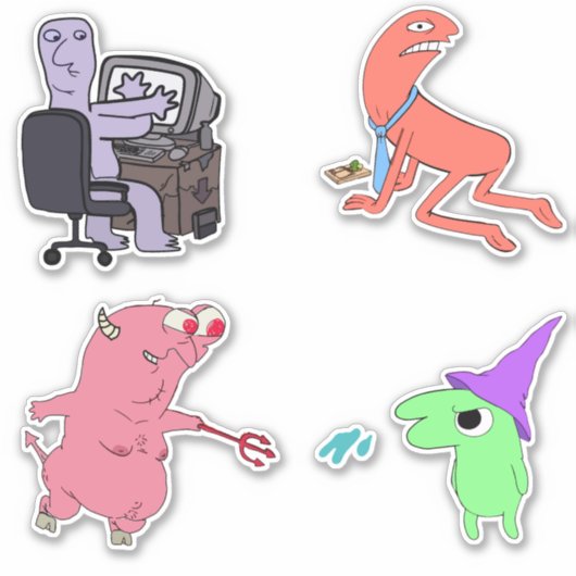 笑顔の友達キャラクター大人の泳ぐステッカーパック シール (正面)