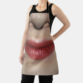 笑顔の口紅女性の唇を閉じる エプロン (インサイチュ)