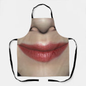 笑顔の口紅女性の唇を閉じる エプロン (正面)
