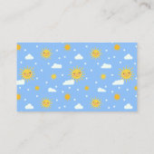 笑顔の太陽と雲赤ちゃんシャワーおむつラッフル エンクロージャーカード (裏面)