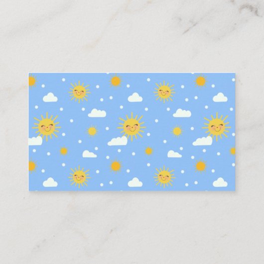 笑顔の太陽と雲赤ちゃんシャワーおむつラッフル エンクロージャーカード (裏面)