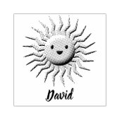 笑顔の太陽の光と名前をカスタムする ラバースタンプ (インプリント)