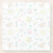 笑顔の太陽の夏おもしろいかわいい ガラスコースター (裏面)