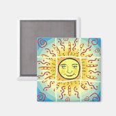 笑顔の太陽の太陽の正方形 マグネット (正面/裏面)