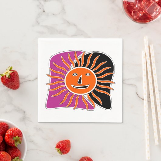 笑顔の太陽の顔ナプキン スタンダードカクテルナプキン (インサイチュ)