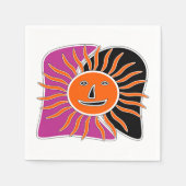 笑顔の太陽の顔ナプキン スタンダードカクテルナプキン (正面)