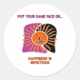 笑顔の太陽の顔 ラウンドシール