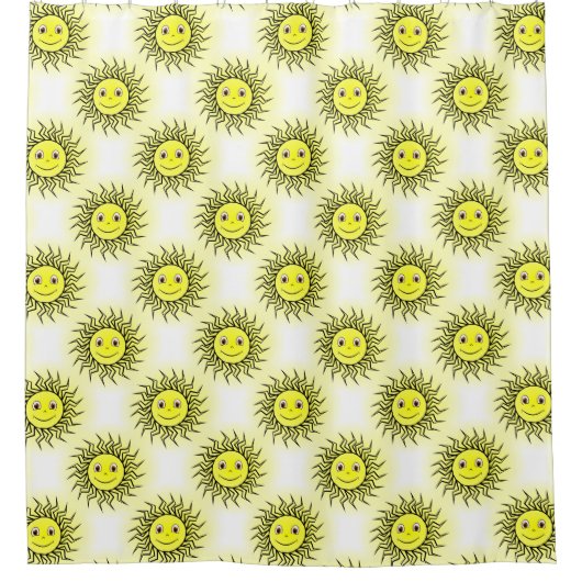 笑顔の太陽パターン シャワーカーテン (正面)