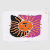 笑顔の太陽顔ゴルフタオル ゴルフタオル (横)