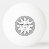笑顔の太陽顔白黒の天文学のシンボル 卓球ボール (裏面)