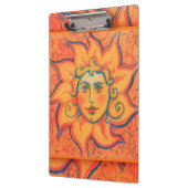 笑顔の太陽、おとぎ話ファンタジーアート、オレンジ色の黄色 クリップボード (左)