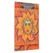 笑顔の太陽、おとぎ話ファンタジーアート、オレンジ色の黄色 クリップボード (右)