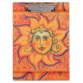 笑顔の太陽、おとぎ話ファンタジーアート、オレンジ色の黄色 クリップボード (正面)