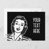 笑顔の女性贈り物を自分でレトロで作る ポストカード (正面/裏面)