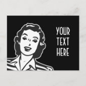 笑顔の女性贈り物を自分でレトロで作る ポストカード (正面)