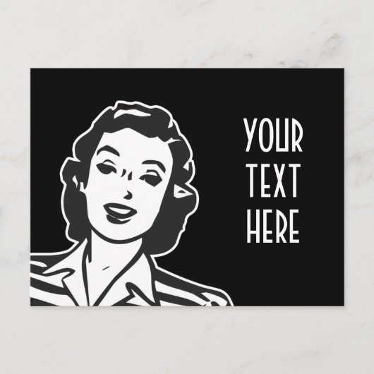 笑顔の女性贈り物を自分でレトロで作る ポストカード (正面)