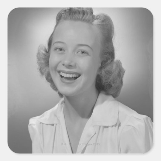 笑顔の女性 スクエアシール (正面)