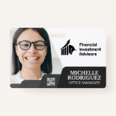 笑顔の女性 |企業の | |バーコード名刺 バッジ (正面)