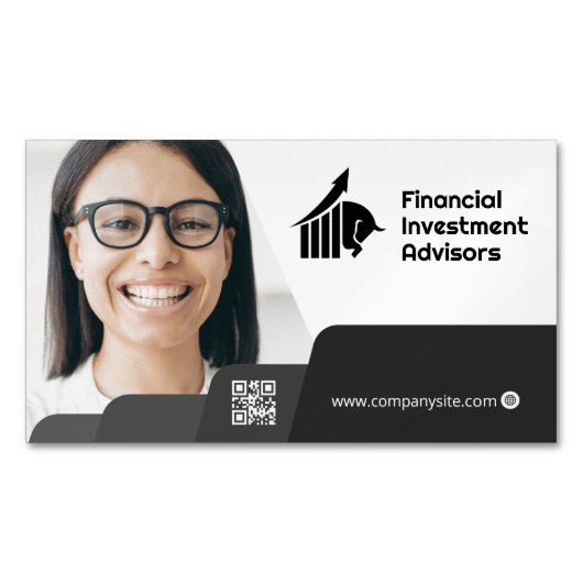 笑顔の女性 |企業の | | QRコード名刺 マグネット名刺 (正面)