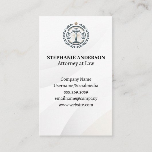 笑顔の女性 | Law Justiceロゴ 名刺 (裏面)