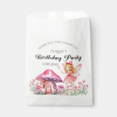 笑顔の妖精とピンクのキノコの誕生日パーティー フェイバーバッグ (正面)