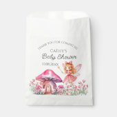 笑顔の妖精とピンクのキノコの赤ちゃんシャワー フェイバーバッグ (正面)