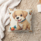笑顔の子犬の枕クッション クッション (ブランケット)