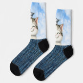 笑顔の子猫と鳥 ソックス (左)