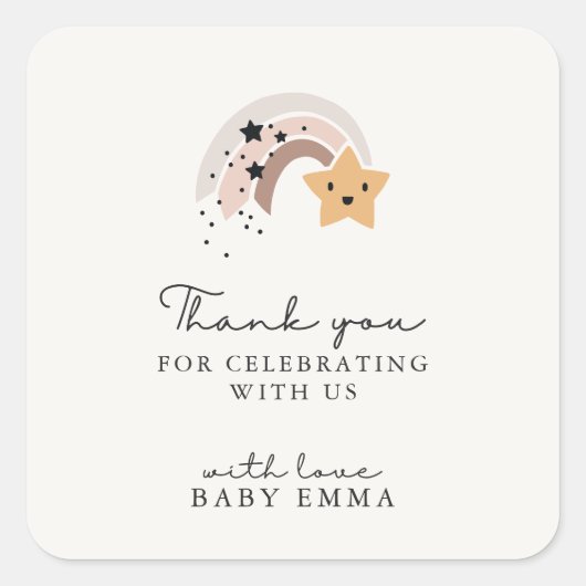 笑顔の射撃、 発砲スターサンキューステッカー スクエアシール (正面)