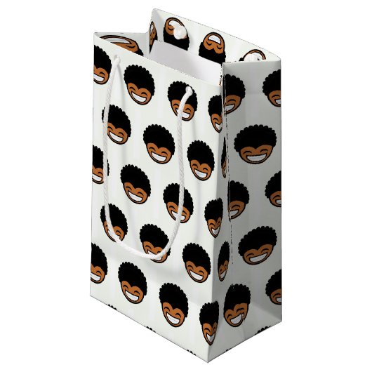 笑顔の小さなアフロ少年 スモールペーパーバッグ (正面アングル)