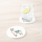 笑顔の幸せなラマ・アルパカ漫画の動物のスケッチ コースター (側面)