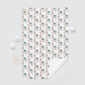 笑顔の幸せなラマ・アルパカ漫画の動物のスケッチ ゴルフタオル (インサイチュ)