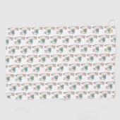 笑顔の幸せなラマ・アルパカ漫画の動物のスケッチ ゴルフタオル (横)