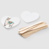 笑顔の幸せなラマ・アルパカ漫画の動物のスケッチ ハンドファン (組立なし)