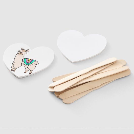 笑顔の幸せなラマ・アルパカ漫画の動物のスケッチ ハンドファン (組立なし)