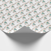 笑顔の幸せなラマ・アルパカ漫画の動物のスケッチ ラッピングペーパー (角)