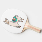 笑顔の幸せなラマ・アルパカ漫画の動物のスケッチ 卓球ラケット (横)