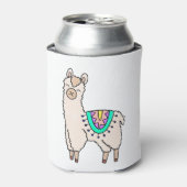 笑顔の幸せなラマ・アルパカ漫画の動物のスケッチ 缶クーラー (缶正面)