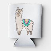 笑顔の幸せなラマ・アルパカ漫画の動物のスケッチ 缶クーラー (正面)