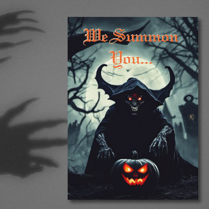 笑顔の怖い赤い目の悪魔ハロウィン 招待状