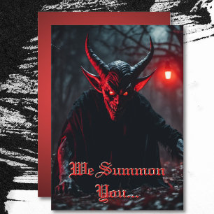 笑顔の怖い赤い目クロール悪魔ハロウィン 招待状