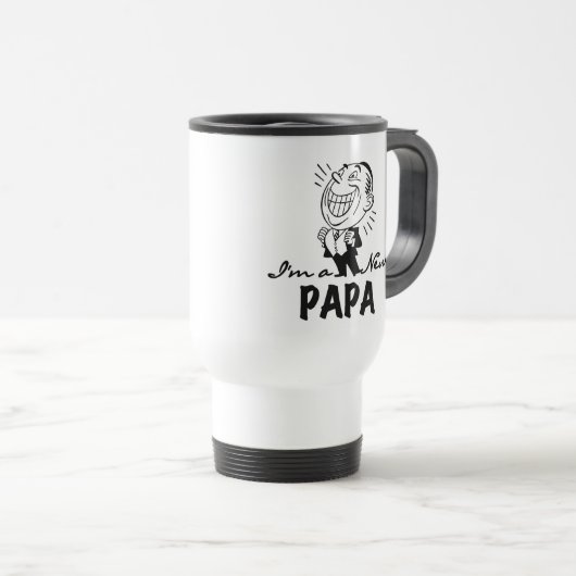 笑顔の新しいパパTシャツとギフト トラベルマグ (正面右)