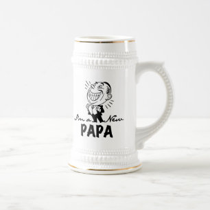 笑顔の新しいパパTシャツとギフト ビールジョッキ