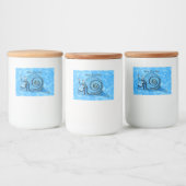 笑顔の明るいアクアブルー漫画カタツムリ白い目 フードラベル (ボトル)