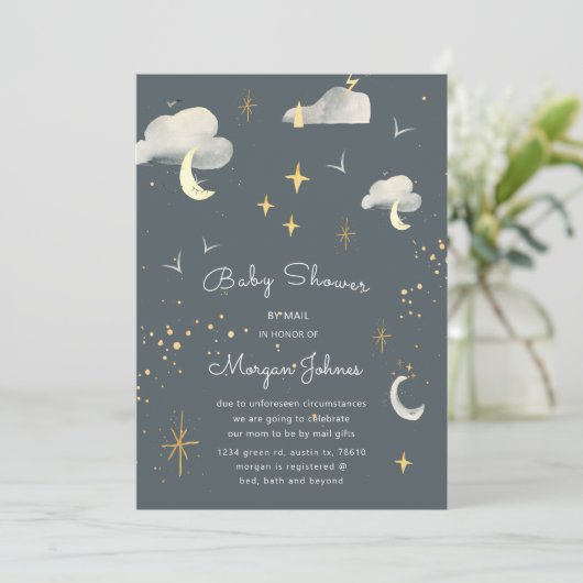 笑顔の月がメールの招待状でベビーシャワーを星にする (スタンド正面)
