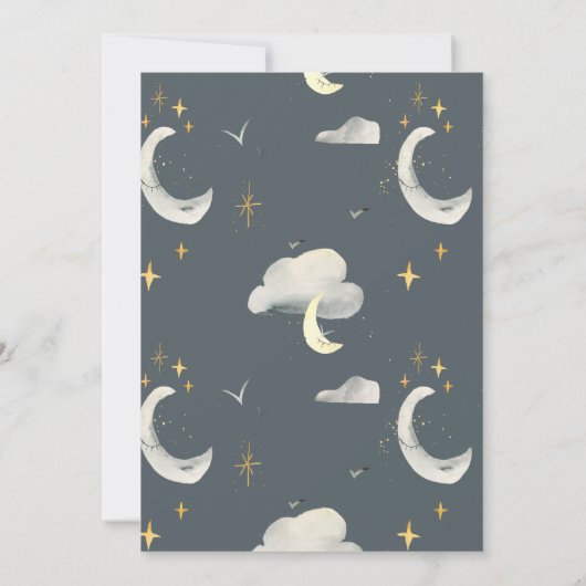 笑顔の月がメールの招待状でベビーシャワーを星にする (裏面)