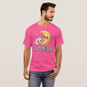 笑顔の月と雲のことわざグッドナイト Tシャツ (正面フル)