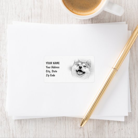 笑顔の柴犬犬 ラベル (インサイチュ)