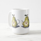笑顔の梨のティーポット コーヒーマグカップ (正面左)
